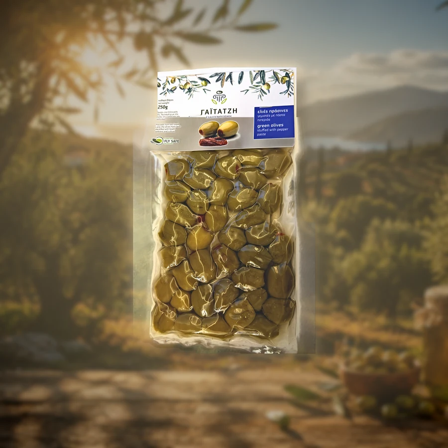 Măsline verzi cu ardei de Florina 250 g