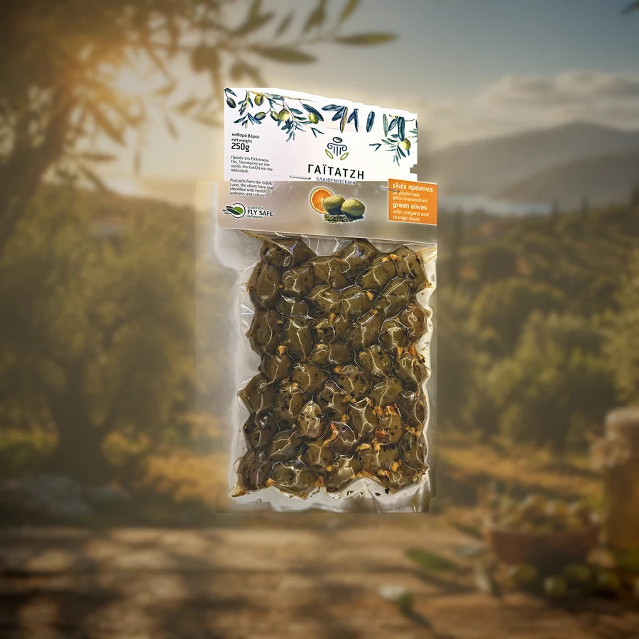 Măsline verzi cu portocală 250 g